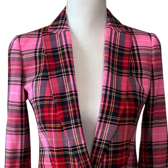 RARE J. Crew Parke Blazer Jacket Pink Tartan Stewart Plaid Check Holiday Size 0 - Picture 6 of 10